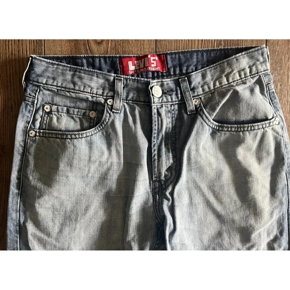 Levis 514 Slim Straight Light Wash Denim Jeans Mens 28x30 Blue
